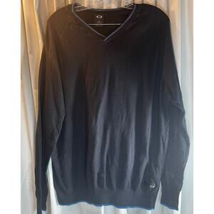 Oakley Mens Linkmen Ribbed Knit V Neck Pull over sweater Navy Blue Size XL